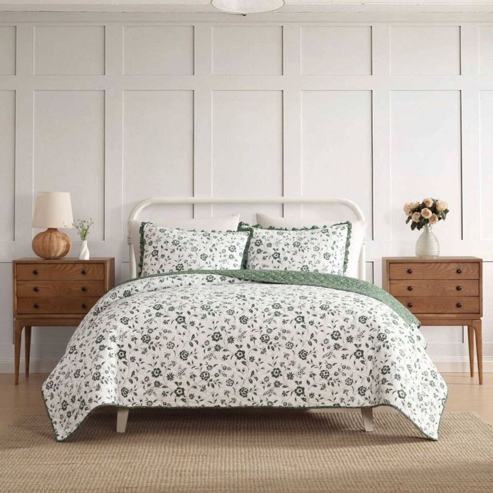 Laura Ashley 2pc Twin Miranda Quilt Bedding Set Green
